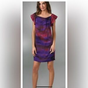 Diane Von Furstenberg Dunn "Monet Fields" Watercolor Pink Purple Silk Dress